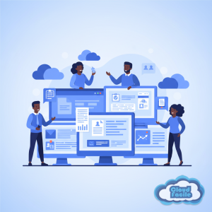 Équipe de Broadband Cameroun utilisant l'ERP CloudFacile dans ses locaux à Yaoundé